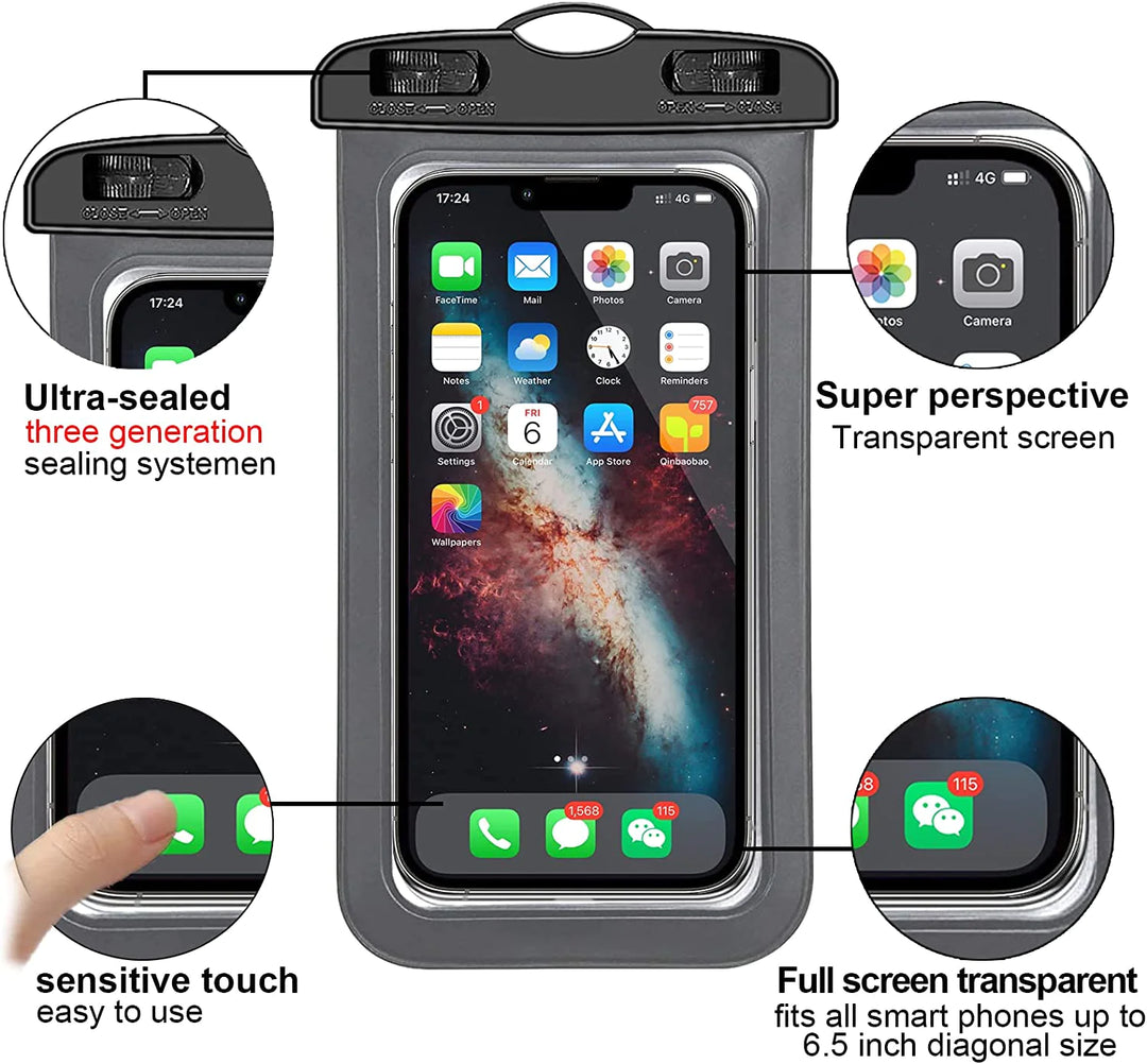 3 Pack Waterproof Floating Cell Phone Pouch Dry Bag Case Cover