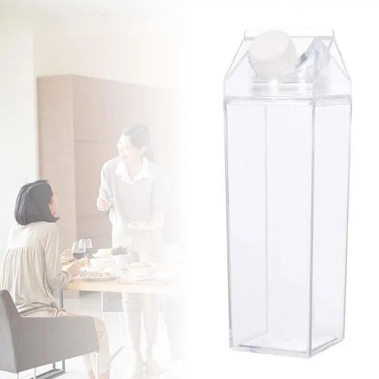 Transparent Milk Carton-Design Water Bottle