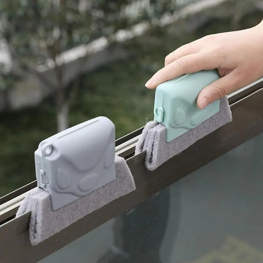 Window Groove Cleaning Tool with Brush and Cloth