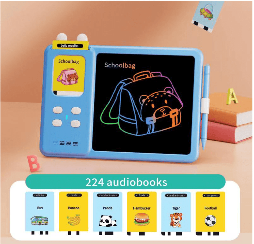 Purtly - Audible Drawing Tablet with Flash Cards