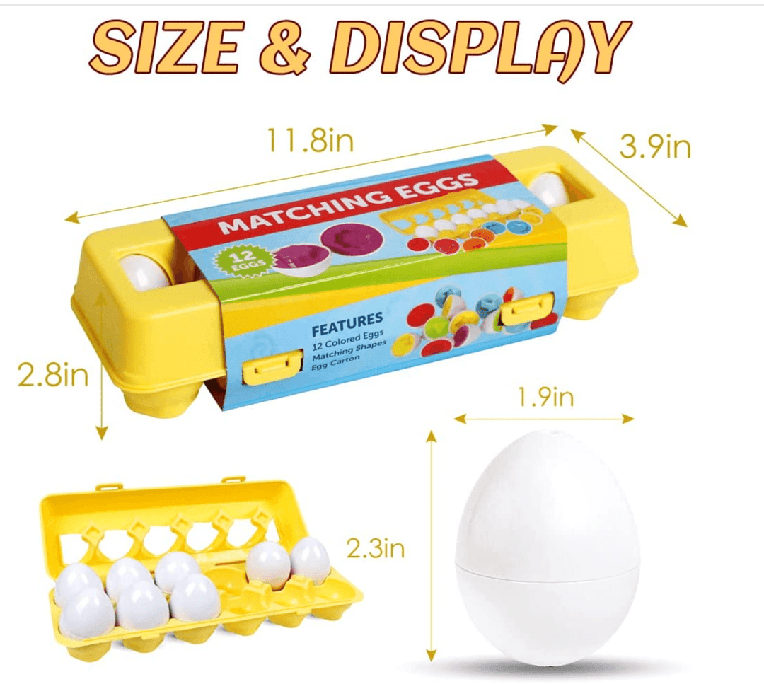 Purtly - 12 Matching Eggs Set for Color & Shape Recognition